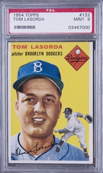 1954 Topps #132 Tom Lasorda Rookie Card – PSA MINT 9
